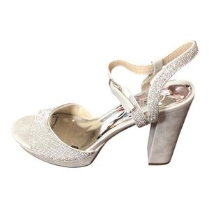 Sugar Silver Heels with Elegant Design NWOB size 9.5